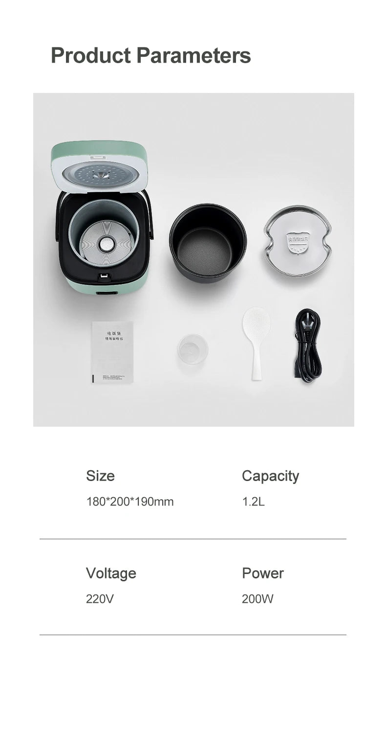 1.2L New Mini Rice Cooker Small 1-2 Person Rice Cooker Household Single Kitchen Small Household Appliances WIth Handle EU Plug