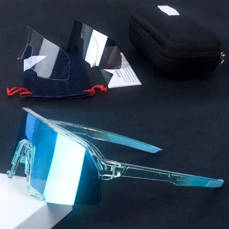 Cycling Glasses Riding Glasses Men Sunglasses UV100% Bicycle Goggles Wind Resistance Reduction Durable Mountain and Road Bike