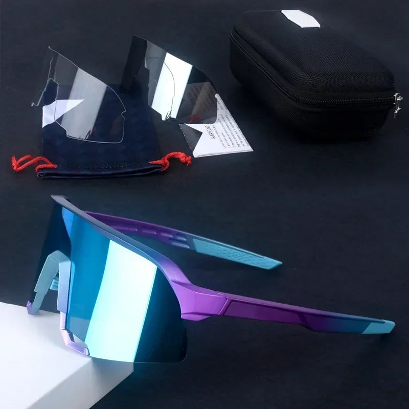 Cycling Glasses Riding Glasses Men Sunglasses UV100% Bicycle Goggles Wind Resistance Reduction Durable Mountain and Road Bike