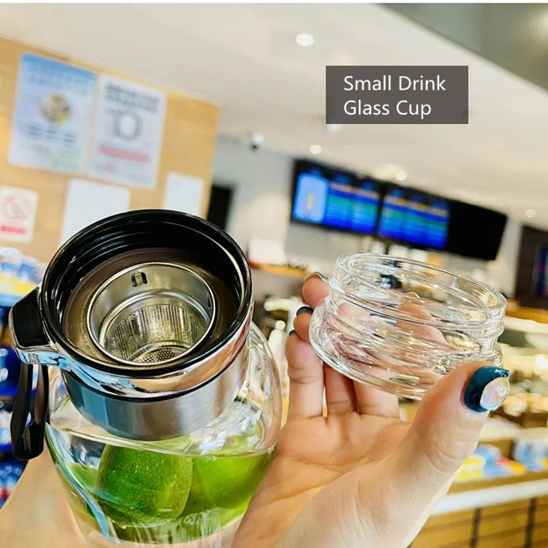 1.0 L Large Glass Water Bottle With Cloth Sleeve Borosilicate Glass Drinking Bottles With Tea Infuse Portable Outdoor Tour Cup