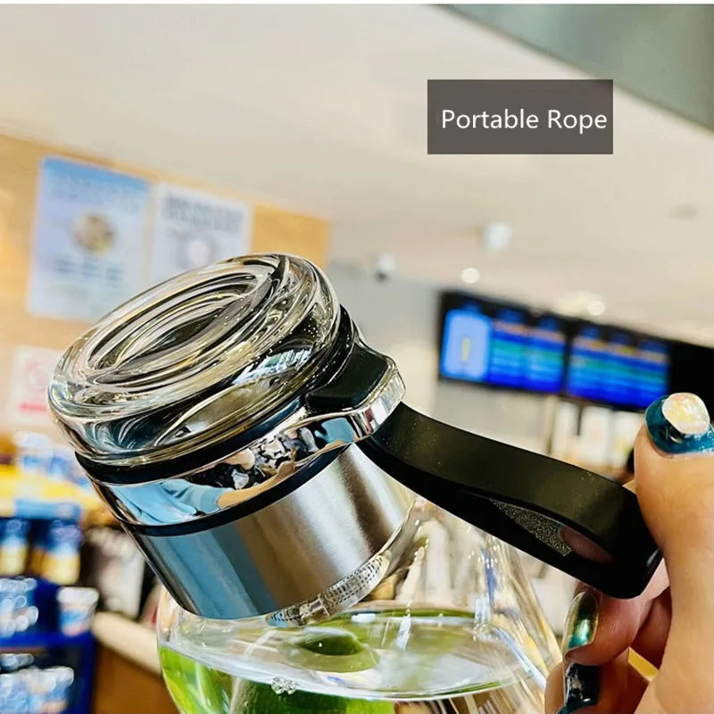 1.0 L Large Glass Water Bottle With Cloth Sleeve Borosilicate Glass Drinking Bottles With Tea Infuse Portable Outdoor Tour Cup