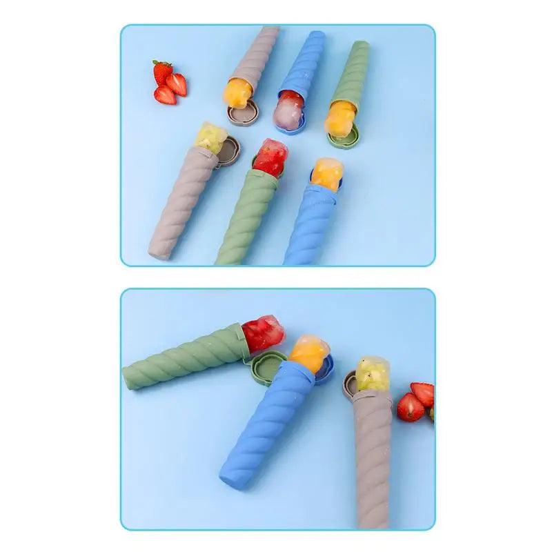 Silicone Popsicle Molds Reusable Ice Pop Sleeves Long Popsicle Maker Homemade 3-Color Ice Cream Mould Freezer Tubes With Lids