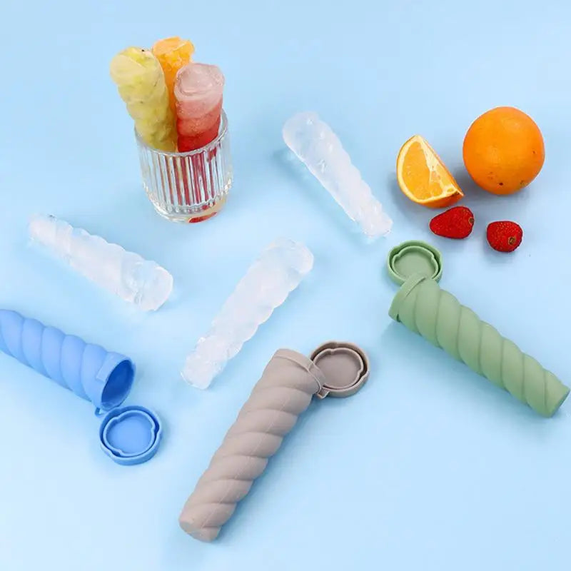 Silicone Popsicle Molds Reusable Ice Pop Sleeves Long Popsicle Maker Homemade 3-Color Ice Cream Mould Freezer Tubes With Lids