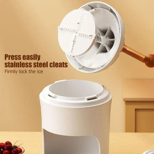 Hand Crank Kitchen Ice Crusher Snow Cone Shaver With Tray Stainless Steel Blade Non-electric Machine For Home Commercial