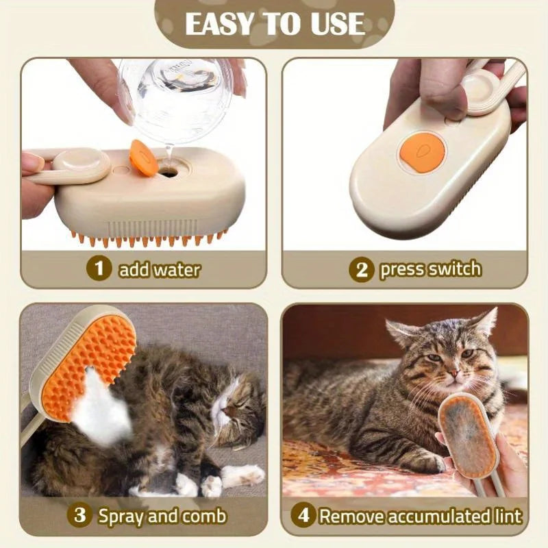 Steam Brush Cat Brush Cats Vaporizer Pet Hair Brush Remover Pets Cleaning Steamy Spray Massage Comb