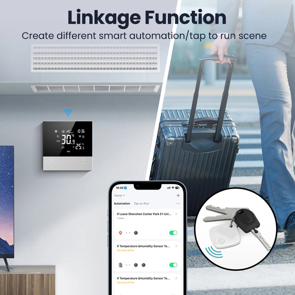 WiFi Smart Central Air Conditioner Thermostat 2 4 Pipe Smart Air Conditioning Panel Voice Tuya Temperature Controller for Alexa