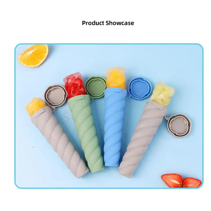 Silicone Popsicle Molds Reusable Ice Pop Sleeves Long Popsicle Maker Homemade 3-Color Ice Cream Mould Freezer Tubes With Lids