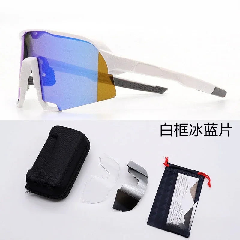 Cycling Glasses Riding Glasses Men Sunglasses UV100% Bicycle Goggles Wind Resistance Reduction Durable Mountain and Road Bike