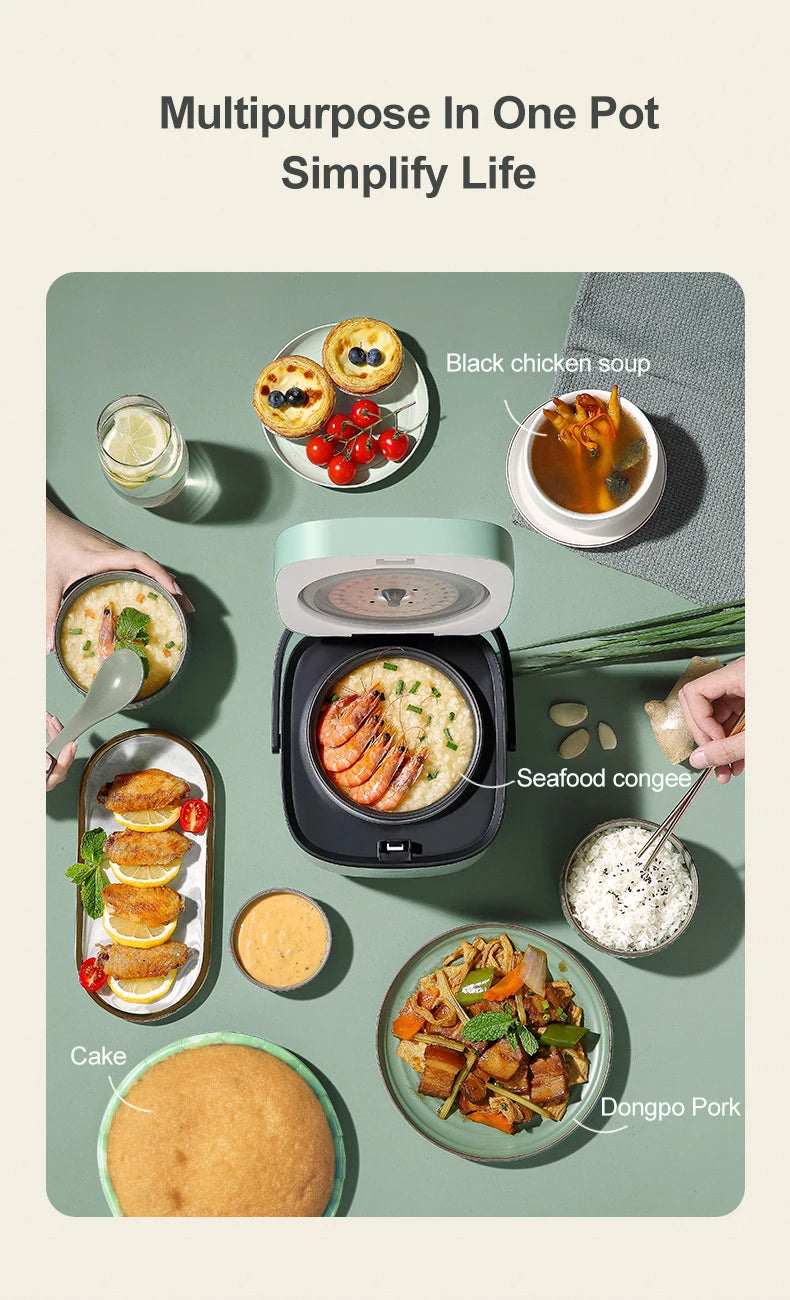 1.2L New Mini Rice Cooker Small 1-2 Person Rice Cooker Household Single Kitchen Small Household Appliances WIth Handle EU Plug