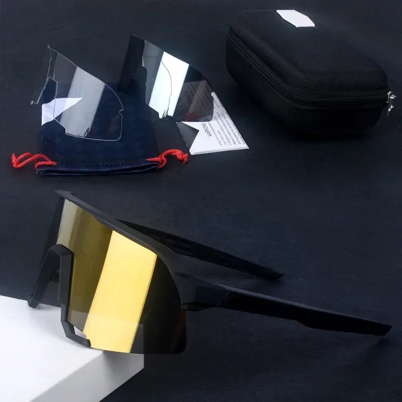 Cycling Glasses Riding Glasses Men Sunglasses UV100% Bicycle Goggles Wind Resistance Reduction Durable Mountain and Road Bike
