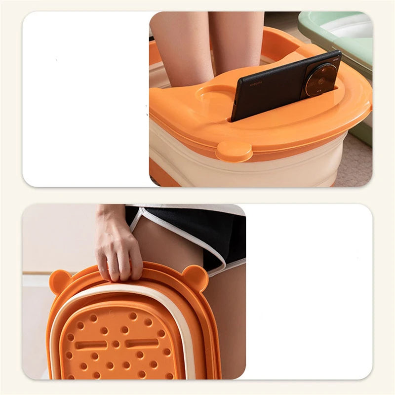 1pcs Foldable Foot Bath Bucket Massage Foot Wash Basin Home Laundry Tub Bucket Adult  Foot Bath Basin Bathroom Accessories