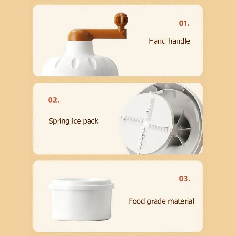 Hand Crank Kitchen Ice Crusher Snow Cone Shaver With Tray Stainless Steel Blade Non-electric Machine For Home Commercial