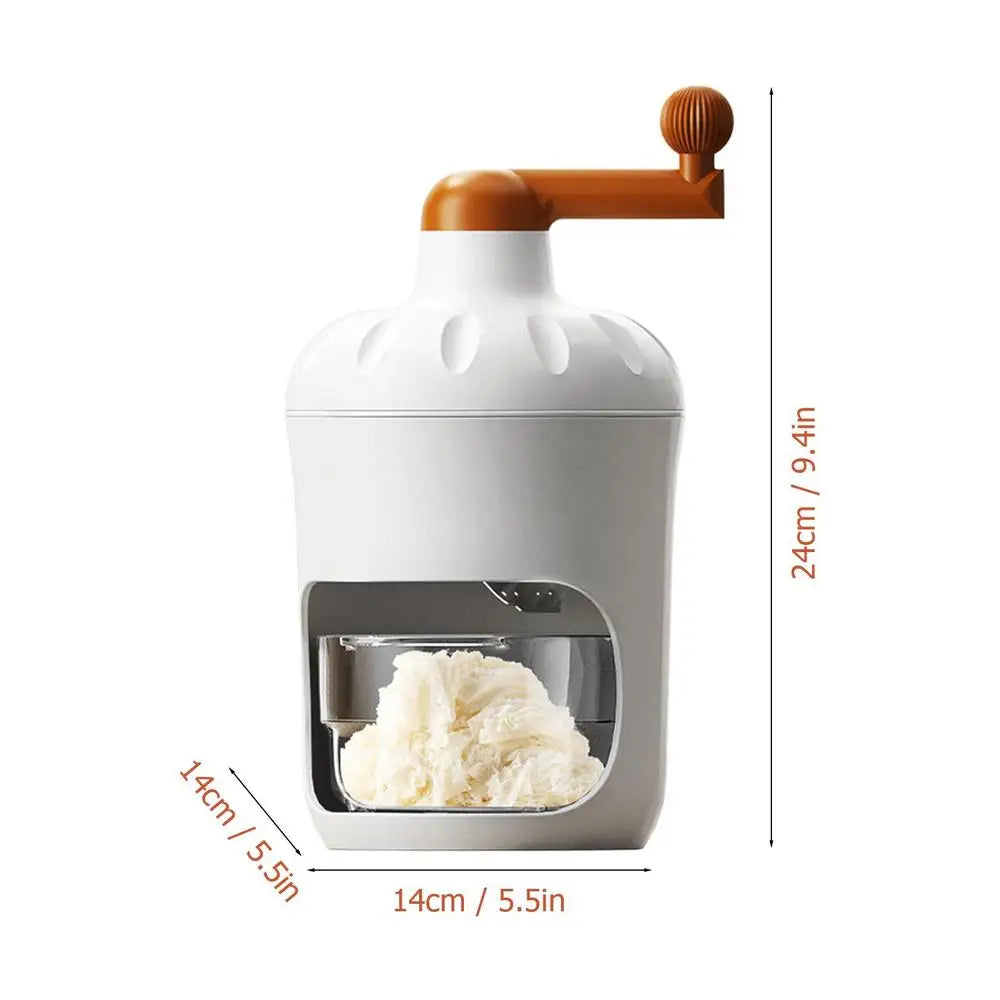 Hand Crank Kitchen Ice Crusher Snow Cone Shaver With Tray Stainless Steel Blade Non-electric Machine For Home Commercial