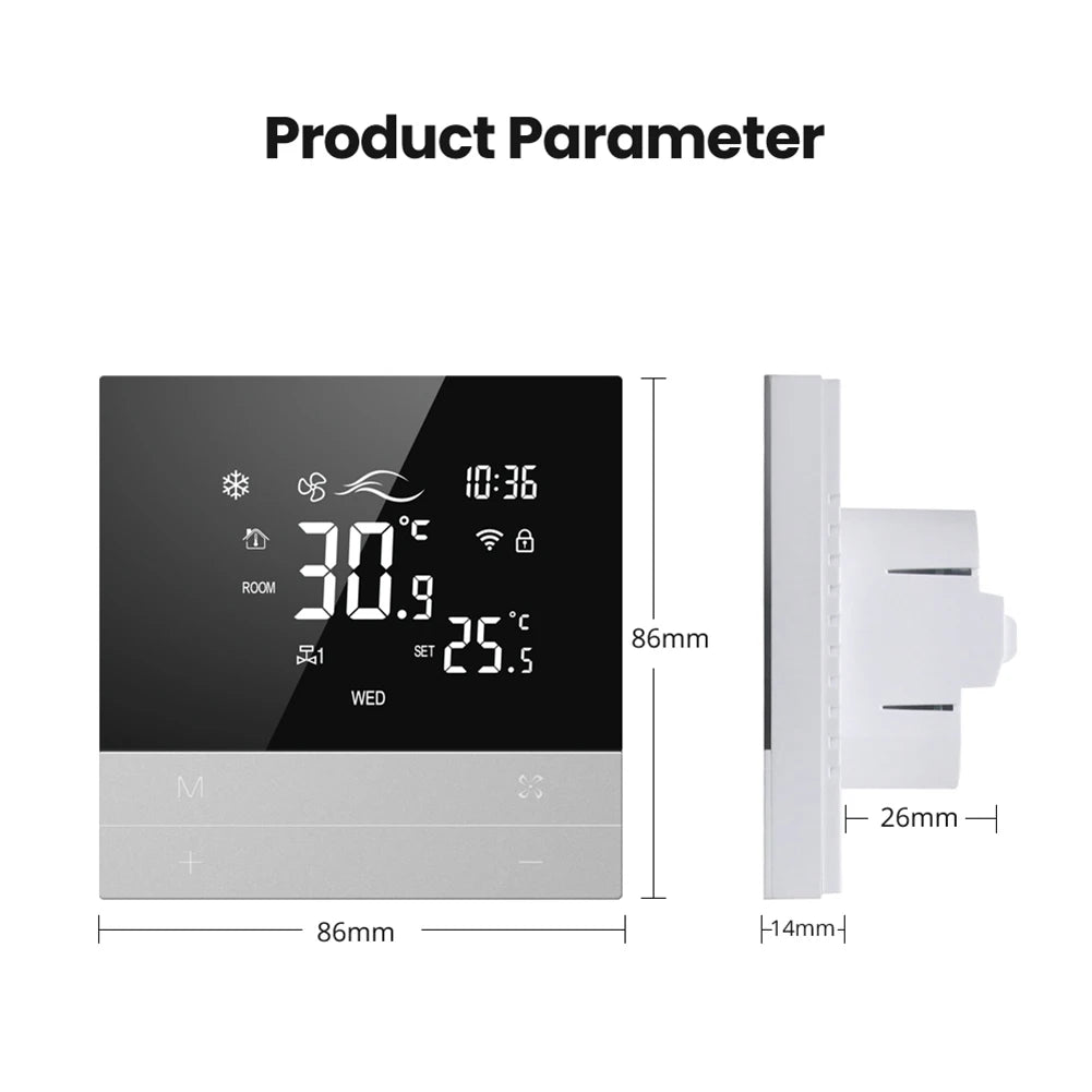 WiFi Smart Central Air Conditioner Thermostat 2 4 Pipe Smart Air Conditioning Panel Voice Tuya Temperature Controller for Alexa