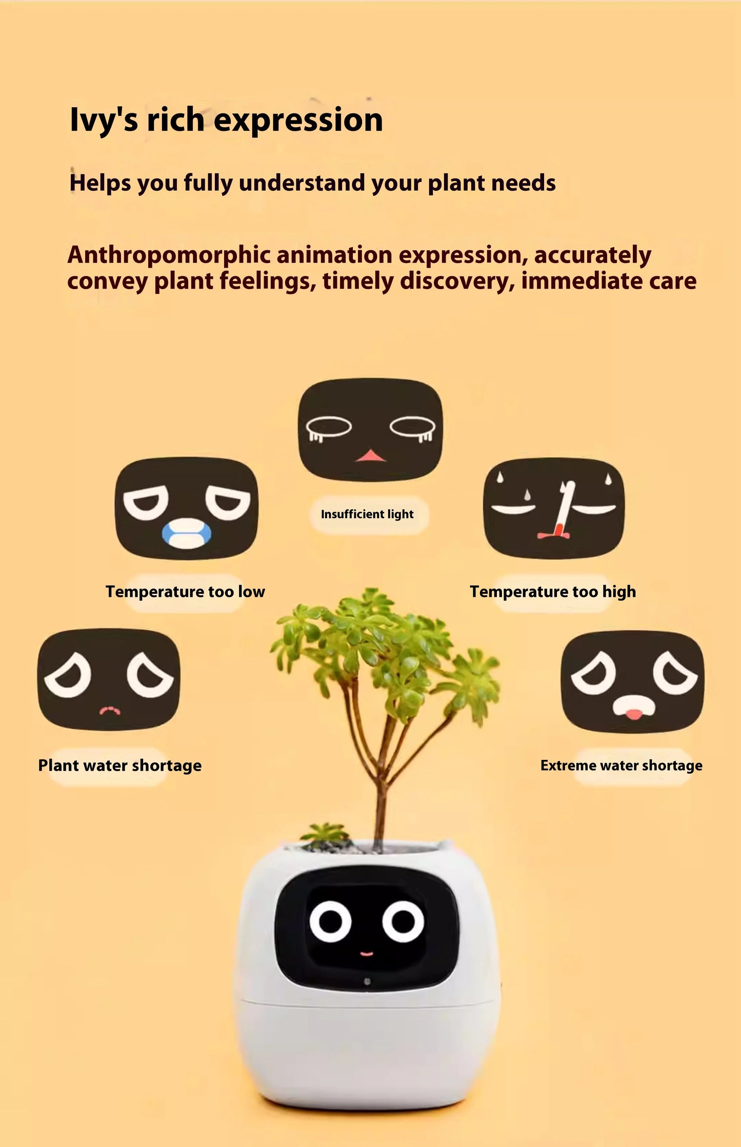 IVY Intelligent Flowerpot Plant Robot Plant Maintenance Customization Smart Robot Rich Expression Interaction Companion Gift