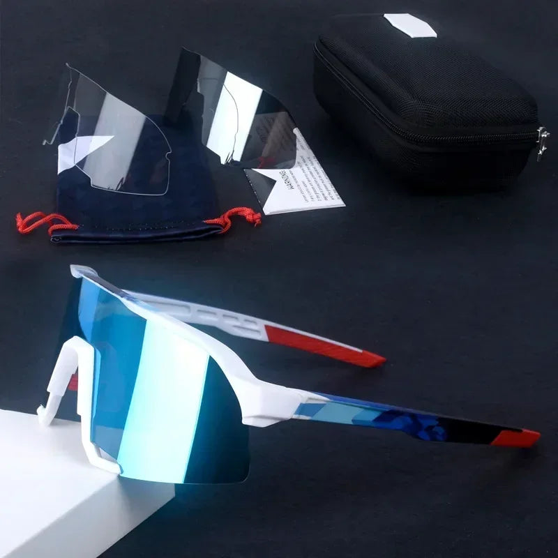 Cycling Glasses Riding Glasses Men Sunglasses UV100% Bicycle Goggles Wind Resistance Reduction Durable Mountain and Road Bike